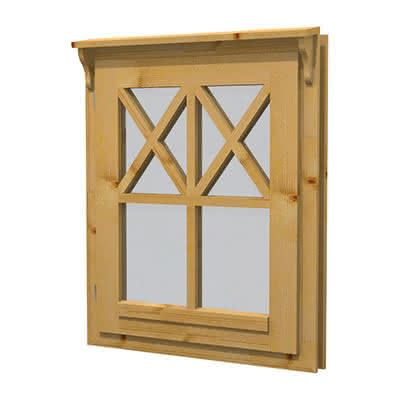 Gartenhaus-Fenster Schwedenhaus-Einzelfenster, 77 x 93 cm, einfachverglast, Dreh, für 28 mm BB, öffnet nach außen Schwedenhaus-Einzel | 28 mm