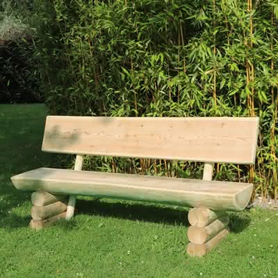 Rustika Holzbank mit Lehne 150 cm KDI grün Holzbank mit Lehne 150 cm | KDI grün
