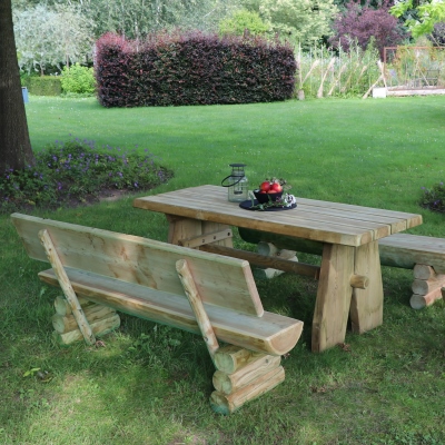 Rustika - massive Holzbank Tisch Kombination 
