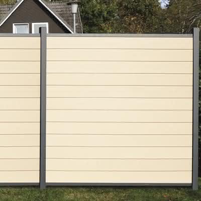 cWPC-Systemzaun Kingston One Tür 100x181 cm DIN links Beige 100x181 cm Tür Li | Beige