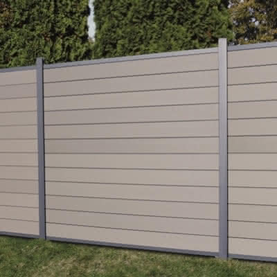 cWPC-Systemzaun Kingston One Tür 100x181 cm DIN rechts Steingrau 100x181 cm Tür Re | Steingrau