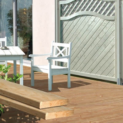 Komplett-Terrasse Lärche geriffellt 4x3 m 4,00 x 3,00 m