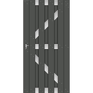 Kansas City WPC Sichtschutz 90x180 cm, Tür DIN rechts, Anthrazit/ Silber 90 x 180 DIN rechts | WPC Anthrazit/Silber