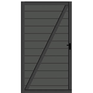 Kingston WPC Zaun 100x181 cm Anthrazit, Tür DIN links 100x181 cm Tür Li | Anthrazit