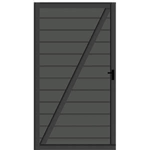 Kingston One cWPC Zaun 100x181 cm Anthrazit, Tür DIN links 100x181 cm Tür Li | Anthrazit