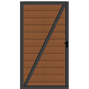 Kingston WPC Zaun 100x181 cm Dunkelbraun, Tür DIN links 100x181 cm Tür Li | Dunkelbraun