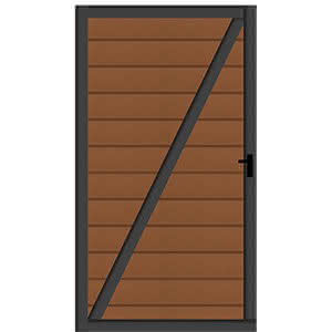 Kingston One cWPC Zaun 100x181 cm Dunkelbraun, Tür DIN links 100x181 cm Tür Li | Dunkelbraun