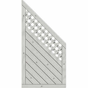 Sichtschutzelement Lugano 90x180/90 cm Abschluss mit Rankgitter Fichte Grau 90 x 180/90 cm Abschluss mit Rankgitter