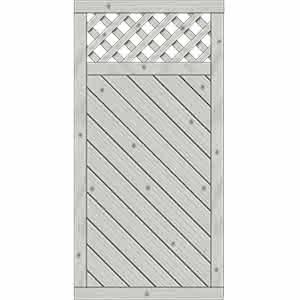 Sichtschutzelement Lugano 90x180 cm mit Rankgitter Fichte Grau 90 x 180 cm mit Rankgitter