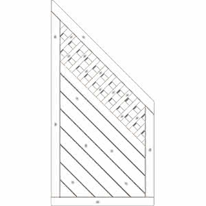 Sichtschutzelement Lugano 90x180/90 cm Abschluss mit Rankgitter Fichte Grauweiß 90 x 180/90 cm Abschluss mit Rankgitter