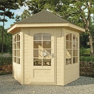 Pavillon Holz 6-Eck Dahlem Typ 1 Ø 346 cm 