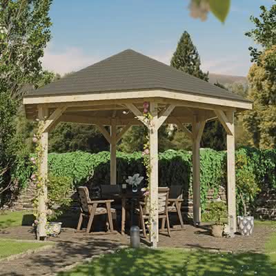 Gartenpavillon 6-Eck Modena Typ 2, Ø 450 cm, Fichte kesseldruckimprägniert Fichte KDI