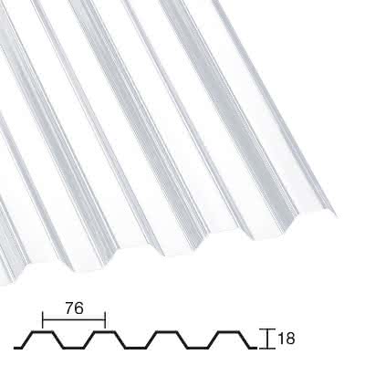 0,8 mm Polycarbonat Profilplatten Trapez 76/18 klar 1115 mm breit 