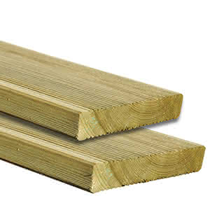 Günstig: Terrassendielen-Set 4,00x5,00 m aus 27x145 mm Kiefer KDI fein geriffelt 