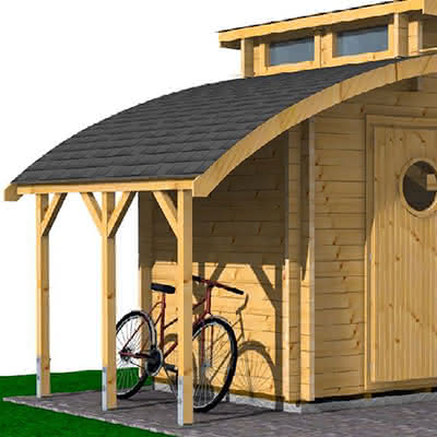 Schleppdach für Gartenhaus Nautic in Blockbohlenbauweise 