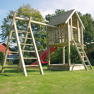 Spielturm Ole mit Turmhaus und Rutsche 
