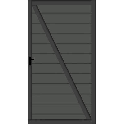 Systemzaun Kingston Schwedenprofil WPC Anthrazit Türelement DIN rechts 100 x 176 cm Tür 100x176 cm DIN re | Anthrazit