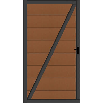 Systemzaun Kingston XL cWPC Dunkelbraun Türelement DIN links 100 x 181 cm Tür 100x181 cm DIN li | Dunkelbraun