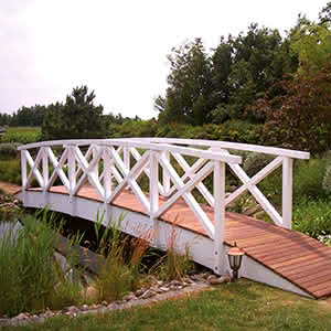 Premium-Teichbrücke Lärche natur 400 cm 1 Handlauf Premium 4,00 m  | 1 Handlauf | Lärche natur