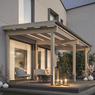 Terrassendach mit Trapez-Lichtplatten 