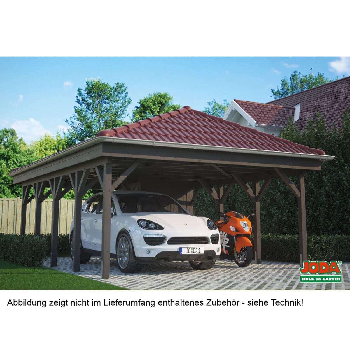 Carport Aus Massivholz Mit Starken Pfosten