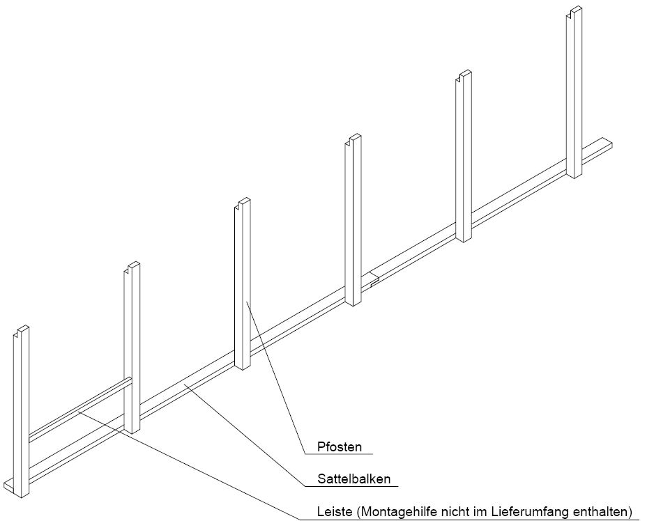 Aufbau eines Carports mit Holzblenden: Setzen der Pfostenreihe
