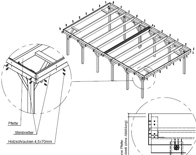 Aufbau eines Carports mit Holzblenden: Montage der Stirnbretter