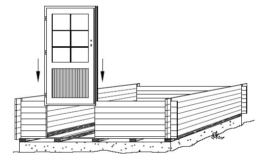 Montage einer Tür in einem Gartenhaus