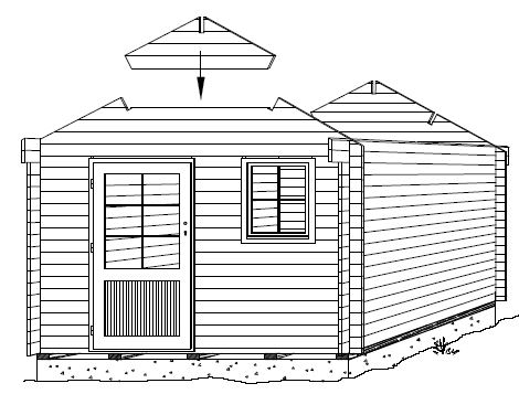 Montage eines Giebels bei einem Gartenhaus
