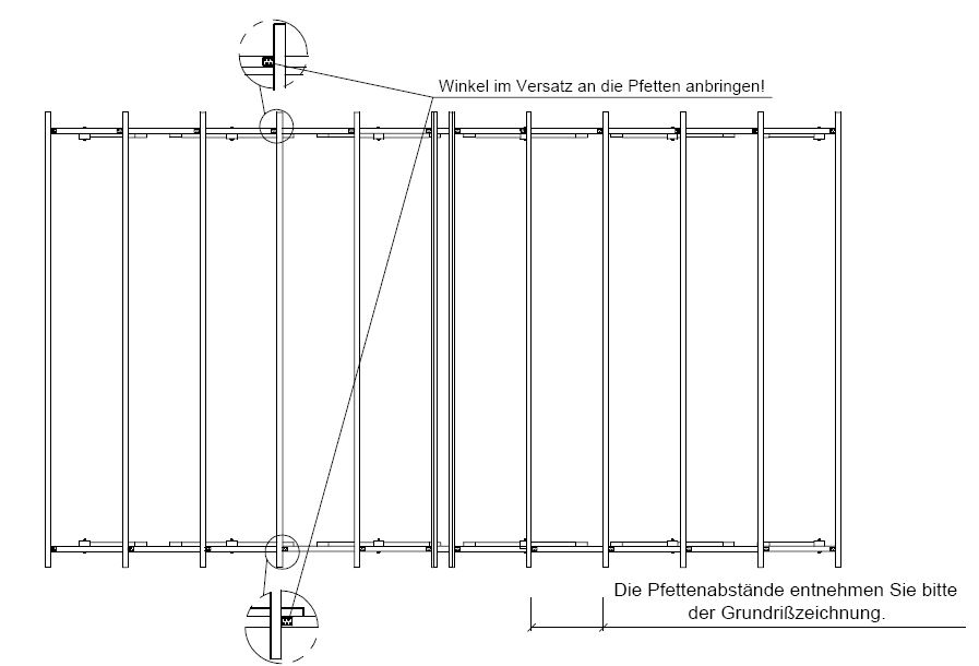 Aufbau eines Carports mit Holzblenden: Winkel mit den Pfetten verschrauben