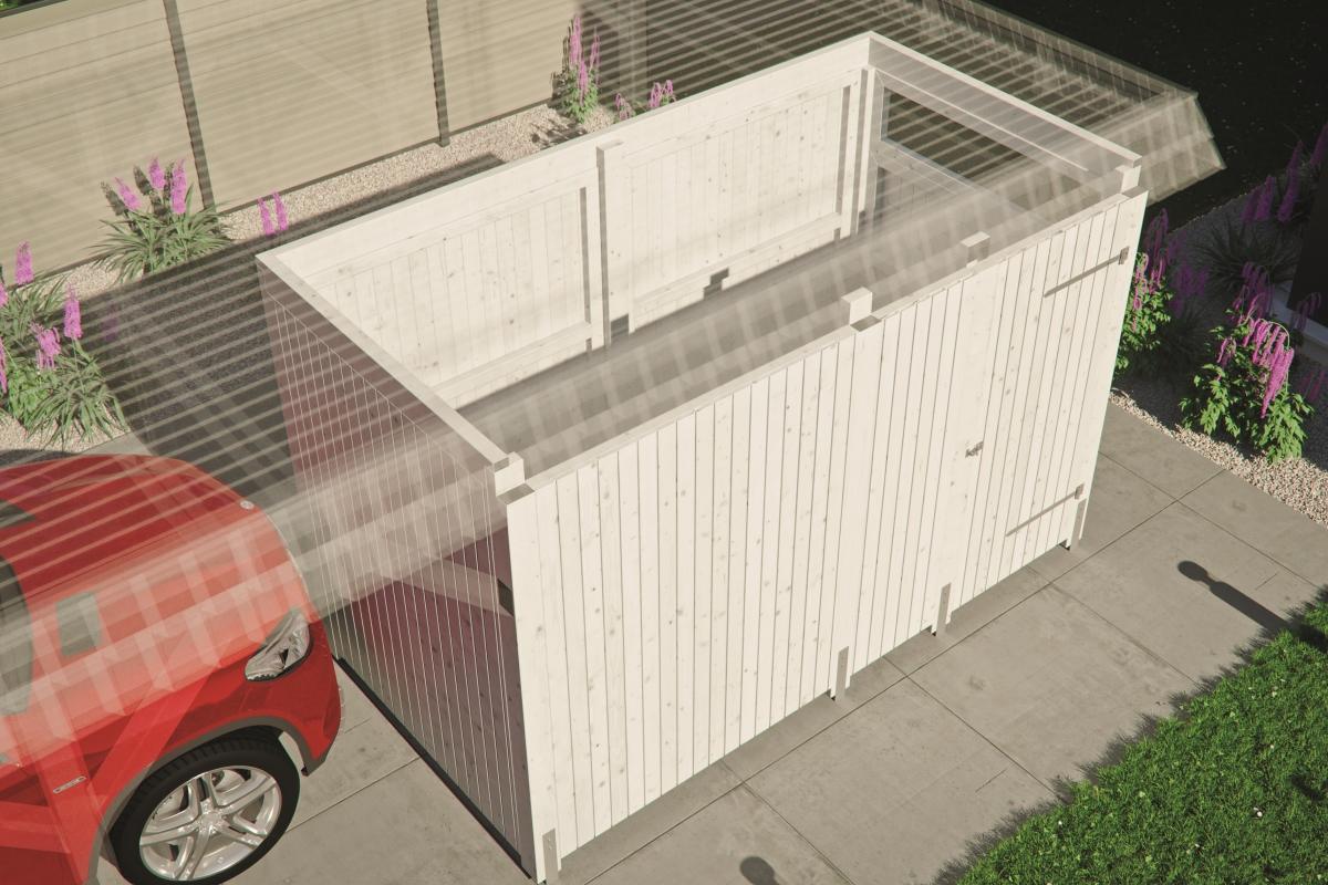 Geräteraum aus der Vogelperspektive mit transparentem Dach Geräteraum aus der Vogelperspektive mit transparentem Dach