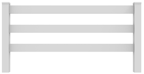 Koppelzaun aus Kunststoff mit zwei Pfosten und drei Zaunlatten Koppelzaun aus Kunststoff mit zwei Pfosten und drei Zaunlatten
