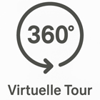 Logo virtuelle Tour - 360° mit einem kreisförmigen Pfeil